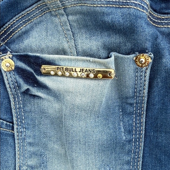 RARE Pit Bull - distressed high rise skinny with bling blue jeans - size 6 - Picture 7 of 10